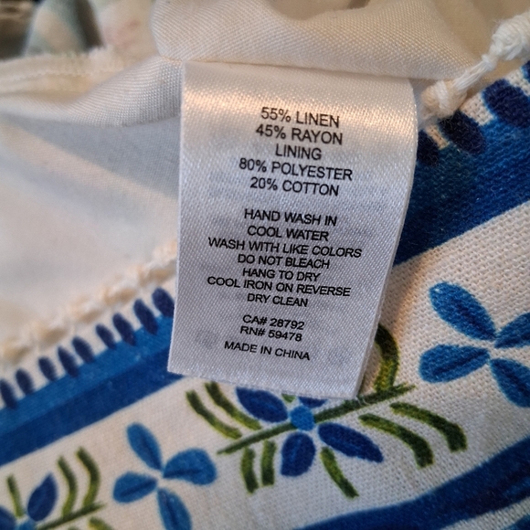 House Of Harlow Cream Blue And White Linen And Cotton Maxi Dress Size Small - Picture 9 of 11